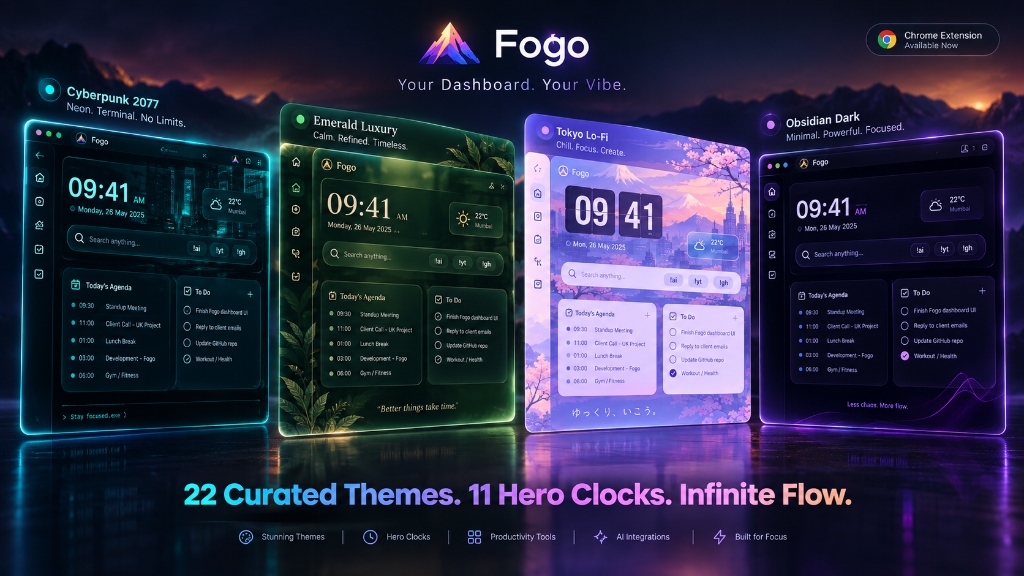 Fogo 22 Curated Themes & 11 Hero Clocks