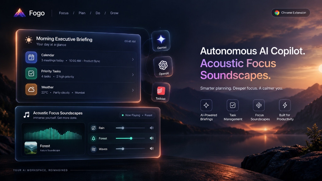 Fogo Autonomous AI Copilot & Acoustic Focus Soundscapes